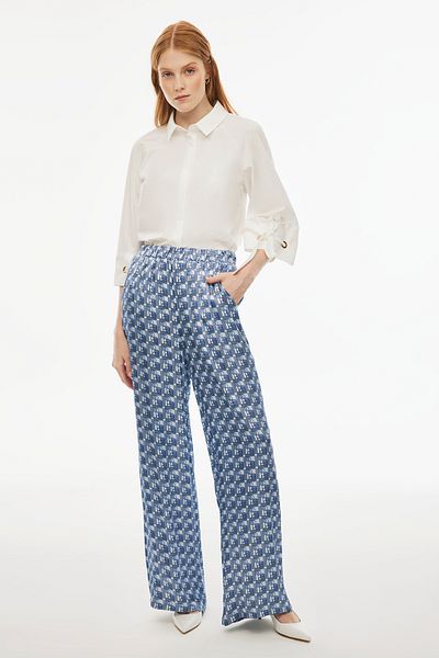 Perspective Pantaloni de damă Drinas de culoare albastră - potrivire confortabilă, lungime lungă, picior lat