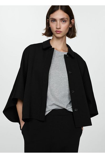 MANGO Woman Bunda ve stylu pláště s knoflíky