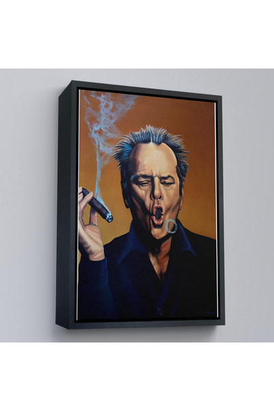 Oxyteez Ζωγραφική Jack Nicholson που καταναλώνει πούρο με ξύλινο πλαίσιο-7935