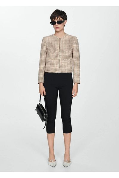 MANGO Woman Μπουφάν Tweed με φερμουάρ