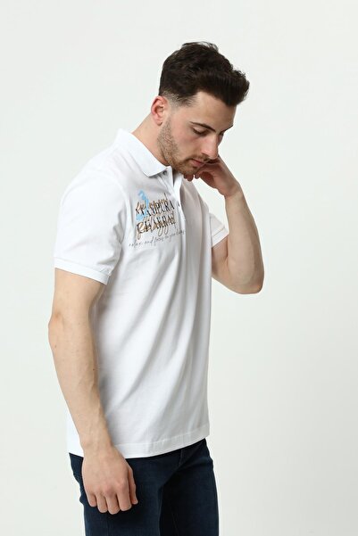 Arma Чоловіча біла футболка з коміром-поло Y22374300701