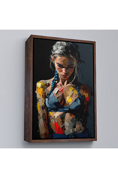 N NOXXO Pictură de femeie cu cadru din lemn cu aspect de vopsea în ulei-7686