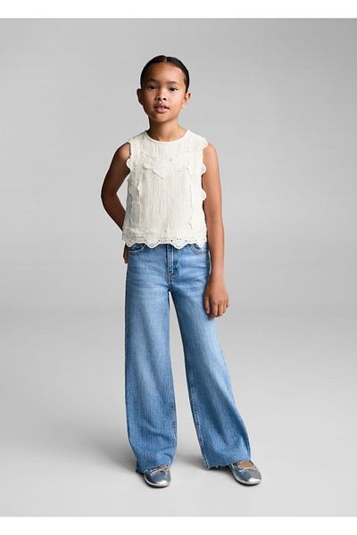MANGO Kids Embroidered Cotton Blouse