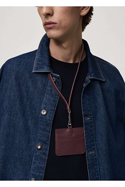 MANGO Man Deri Görünümlü Askılı Kartlık