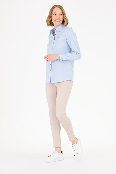 U.S. Polo Assn. Kadın Saks Uzun Kollu Gömlek 50263747-VR045