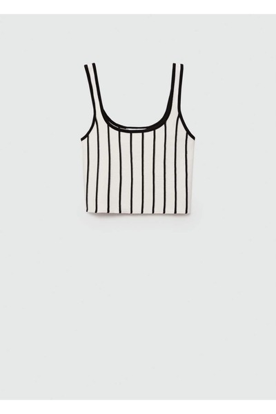 MANGO Woman Pruhovaná úpletová blúzka