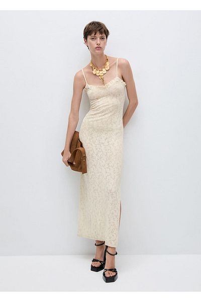 MANGO Woman Openwork detailed knitted dress