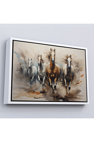Oxyteez Tablou de cai alergate cu rame din lemn-7261