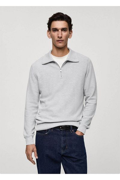 MANGO Man Zippered Turtleneck Molded Sweater