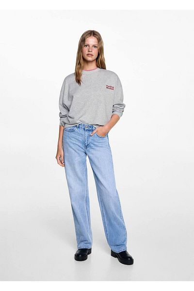 Mango Teen Βαμβακερό φούτερ με λεπτομέρεια κεντήματος