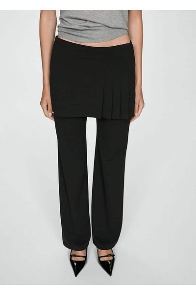 MANGO Woman Pleated Trousers Skirt