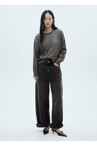 MANGO Woman Shiny Detailed Knitwear Sweater