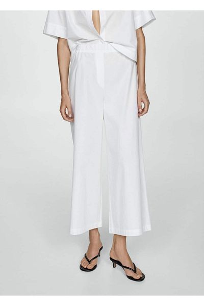 MANGO Woman Cotton Wideleg Pants