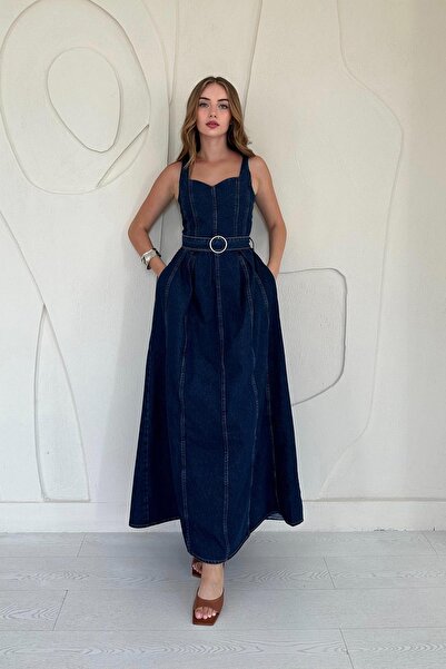 Elbee Fashion Woman Kalp Yaka Midi Boy Kot Elbise