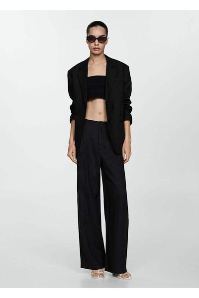 MANGO Woman Textured cropped blouse