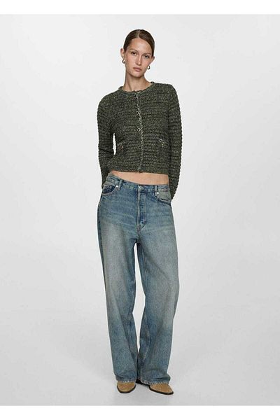 MANGO Woman Thick Knit - Lurex Cardigan Design