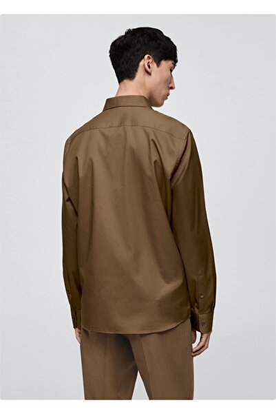 MANGO Man Regular Kesim %100 Pamuklu Fitilli Gömlek