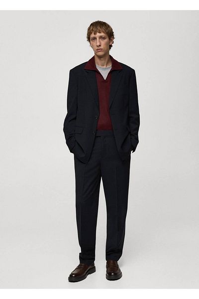 MANGO Man Regular Fit Wool Blend Fabric Pants