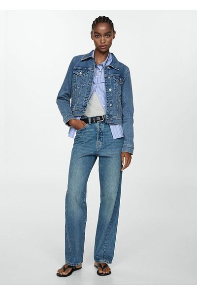 MANGO Woman Jeansmantel mit Taschen