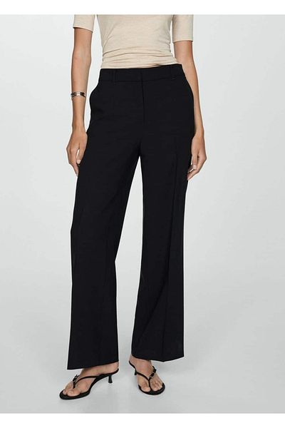 MANGO Woman Wide Leg Collar Trousers