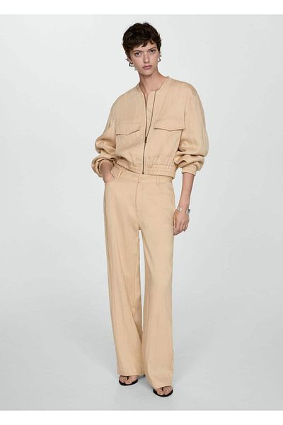 MANGO Woman Straight Cut Draped Pants