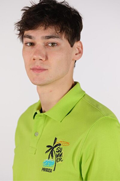 Arma Men's Green Large Size Polo Neck T-Shirt Y 22374869501