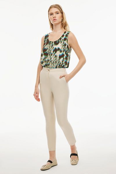 Perspective Beige Forever Regular Fit Women's Trousers - Ankle Length and Pipe Open Leg