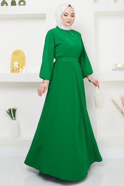 hafsamina Φόρεμα με πλισέ με λέιζερ σμαραγδί πράσινο HM2367