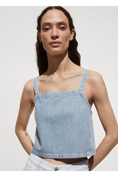 MANGO Woman Τζιν κομμένη μπλούζα