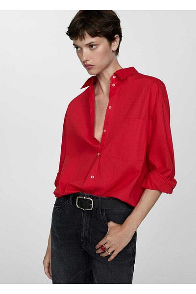 MANGO Woman Hemd mit weit geschnittener Tasche