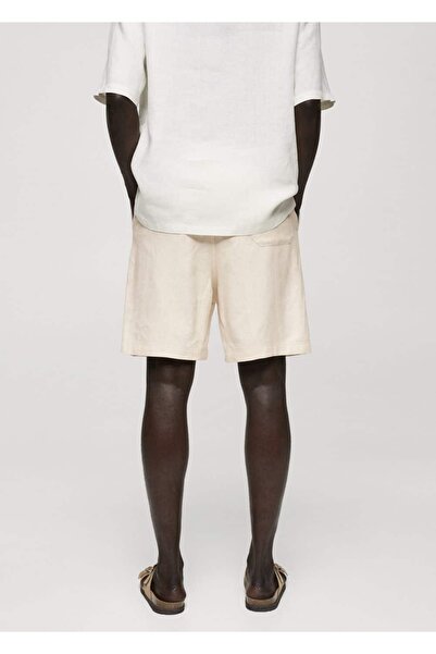 MANGO Man Pamuk Keten Bağcıklı Bermuda Şort