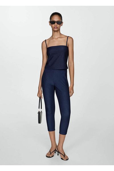 MANGO Woman Thin Strap Crop Blouse