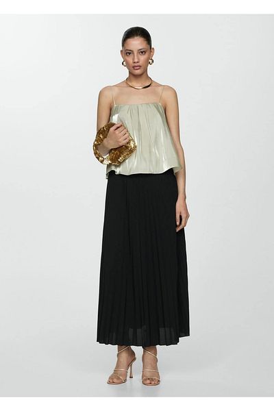 MANGO Woman Pleated long skirt