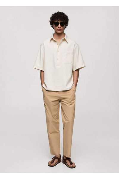 MANGO Man Lace-Up Cotton Trousers