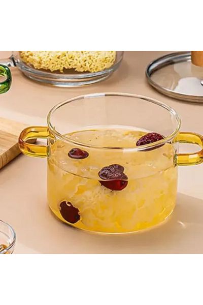 Mu Art Set de oale din sticlă borosilicată cu capac din lemn