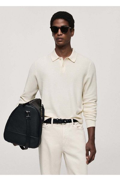MANGO Man Langärmliges, geformtes Strick-Poloshirt
