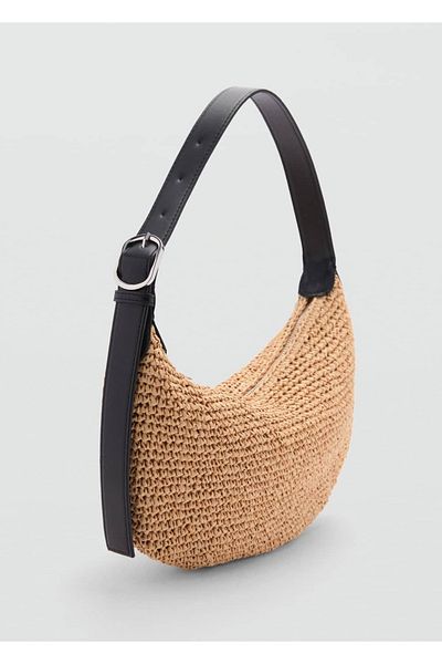 MANGO Woman Geantă de umăr din fibre naturale
