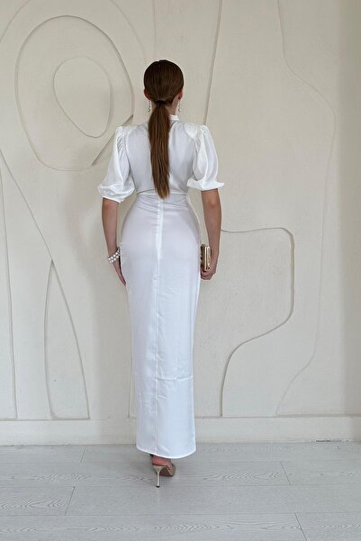 Elbee Fashion Woman Σατέν φόρεμα με κορδόνι