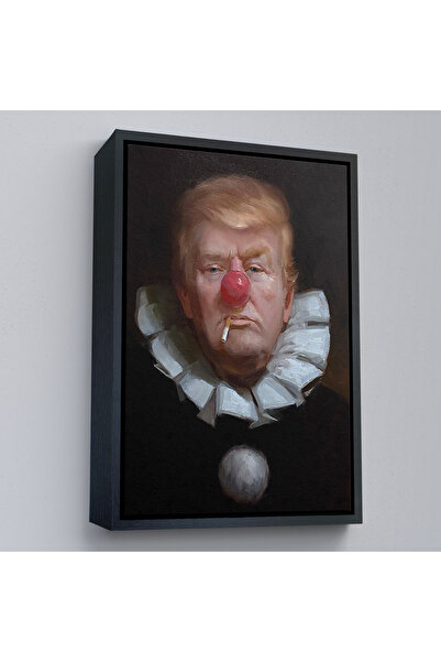 Oxyteez Κλόουν με ξύλινο πλαίσιο Ντόναλντ Τραμπ ζωγραφική-7849
