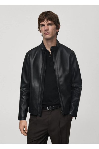 MANGO Man Napa leather effect short jacket