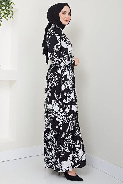 hafsamina Yonca Καλοκαιρινό Φόρεμα Βισκόζης Μαύρο HM2410