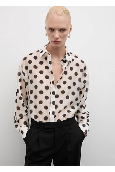MANGO Woman Polka Dot Lyocell Shirt
