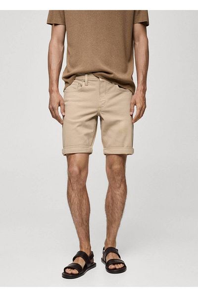 MANGO Man Slim fit τζιν βερμούδα