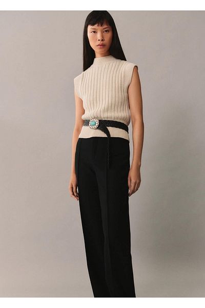 MANGO Woman Perkins Collared Knitwear Vest