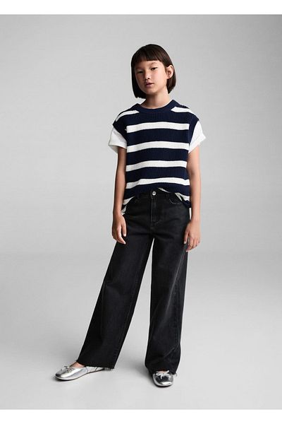MANGO Kids Wideleg-Jeans mit abgenutzten langen Ärmeln