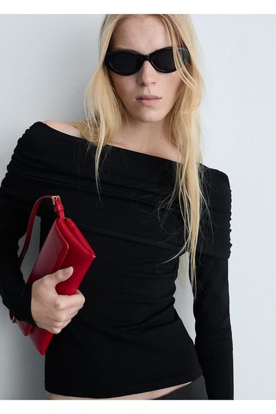 MANGO Woman Sweater with Open Shoulders