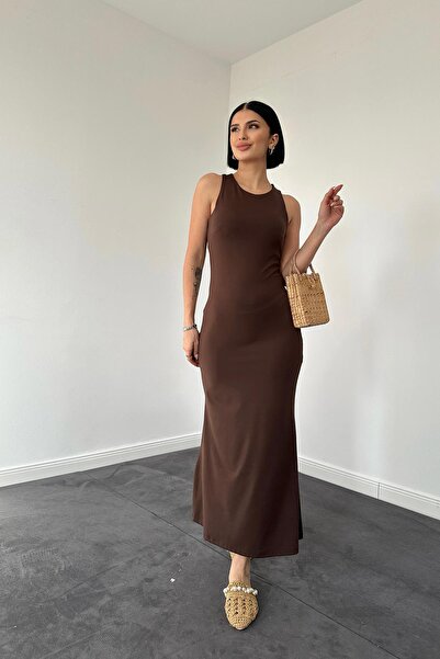 Elbee Fashion Woman Bezrukavna okrugla kragna haljina