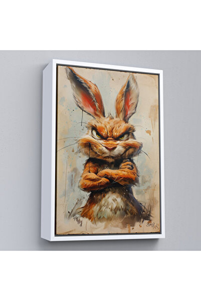 Oxyteez Tablou de iepure iritat cu rama din lemn-7785