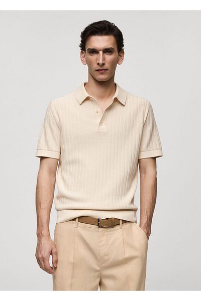 MANGO Man Tricou polo 100% bumbac microconstruit