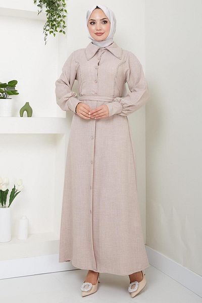 hafsamina Sofia Mink Dress - Bead Detail, HM2476